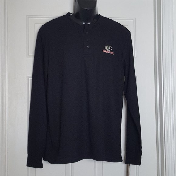 Mossy Oak Other - Black Button Collar Mossy Oak Long Sleeve Slip On Pull Over Shirt Mens Size XL